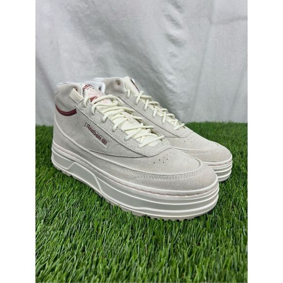Women’s 9.5 - Reebok Clubc C‎ Geo Mid Chalk/Stucco Platform Sneakers 100033114 - Picture 1 of 7